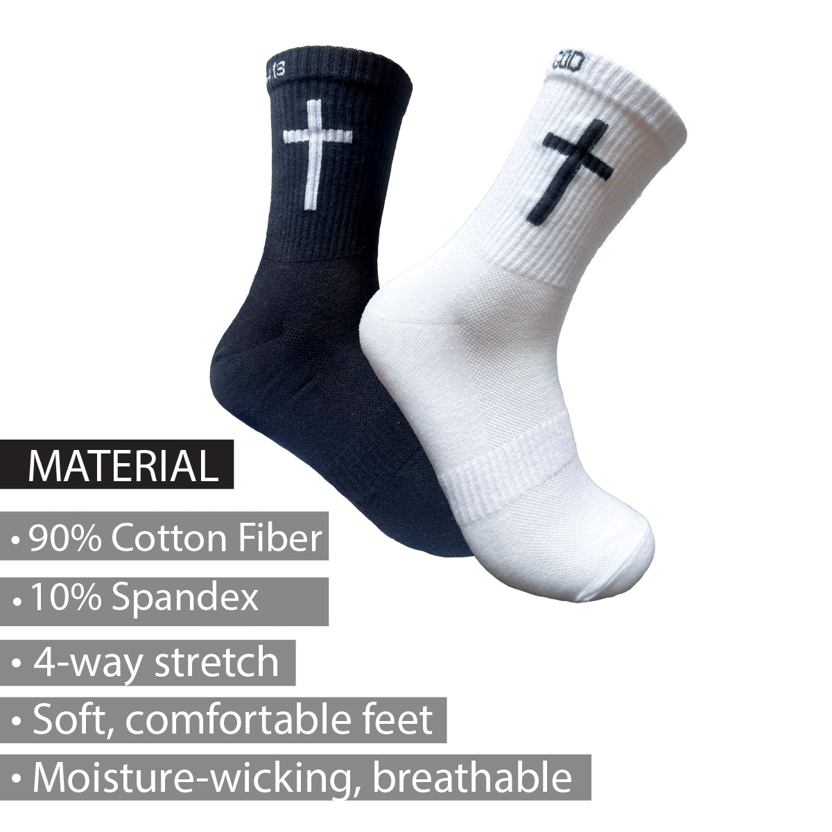 Christian Jesus Crew Socks | Cushioned Cotton Socks | Unisex Gift for Christians