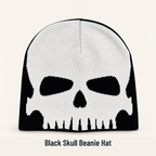 Halloween Skull Graphic Knit Beanie for Men & Women – Black & White