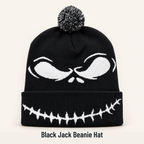 Halloween Skull Graphic Knit Beanie for Men & Women – Black & White