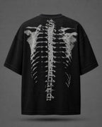 Men’s Halloween Skeleton Graphic Oversized T-Shirt | Waffle Knit Streetwear Tee