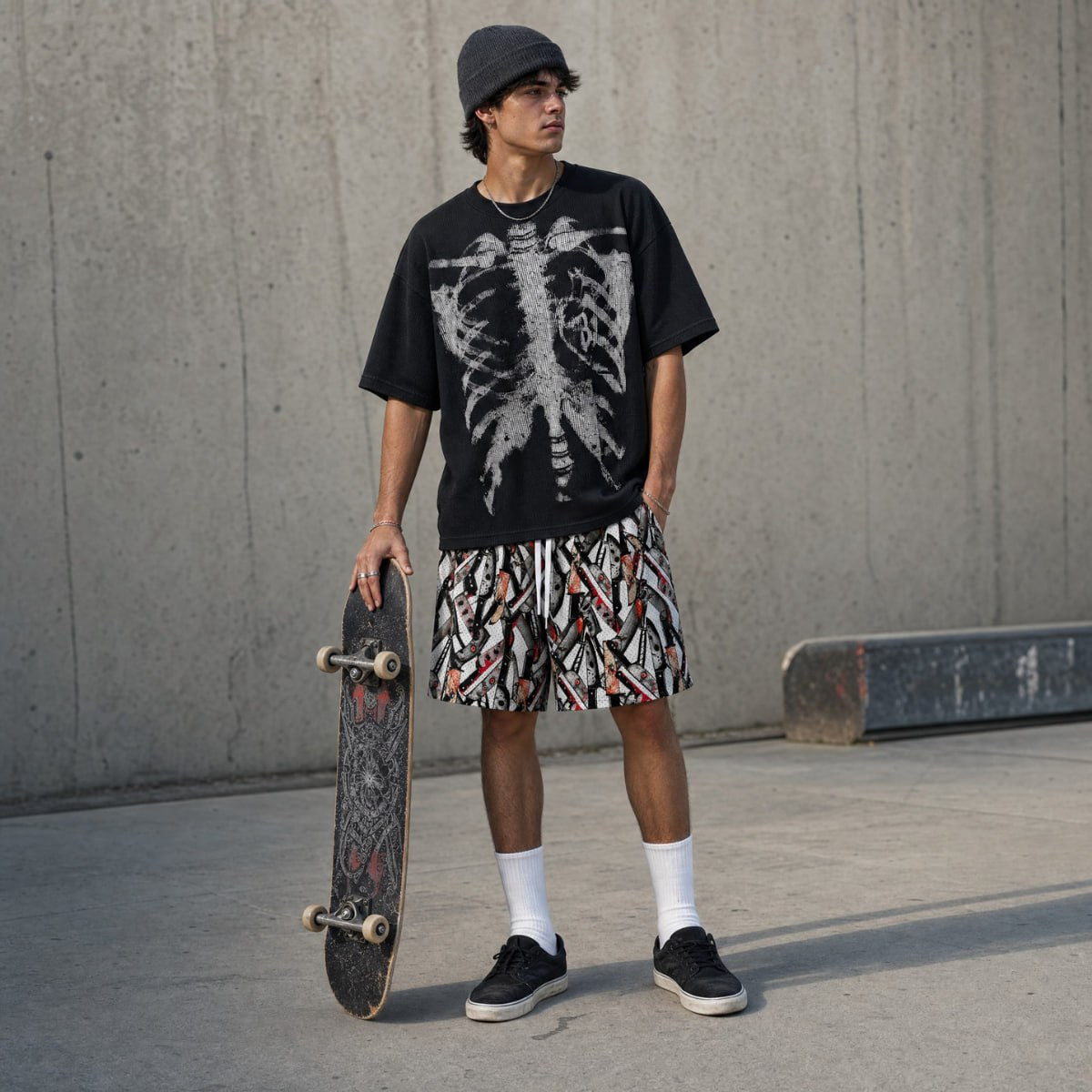 Men’s Skeleton Graphic 2-Piece Streetwear Set