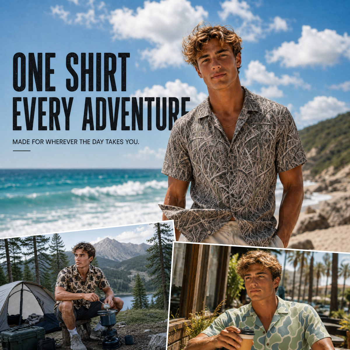 Men’s Camo Hawaiian Shirt – Soft, Breathable & Quick-Dry | Duck Hunting, Casual Wear & Gift for Him