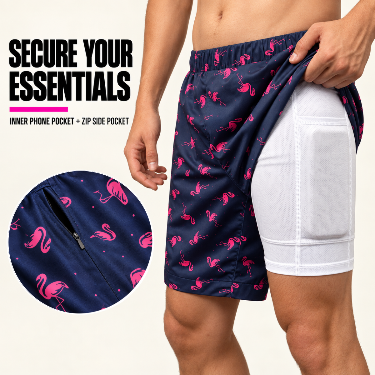 Men’s 2-in-1 Swim & Running Shorts with Compression Liner and Phone Pocket | Casual Wear & Gift for Him