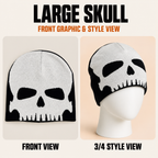 Halloween Skull Graphic Knit Beanie for Men & Women – Black & White