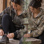 Women’s Camo Tree Crop Zip Hoodie | Sherpa Fleece