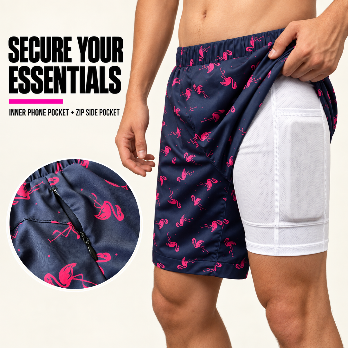 Men’s 2-in-1 Printed Swim Shorts with Compression Liner and Phone Pocket | Casual Wear & Gift for Him