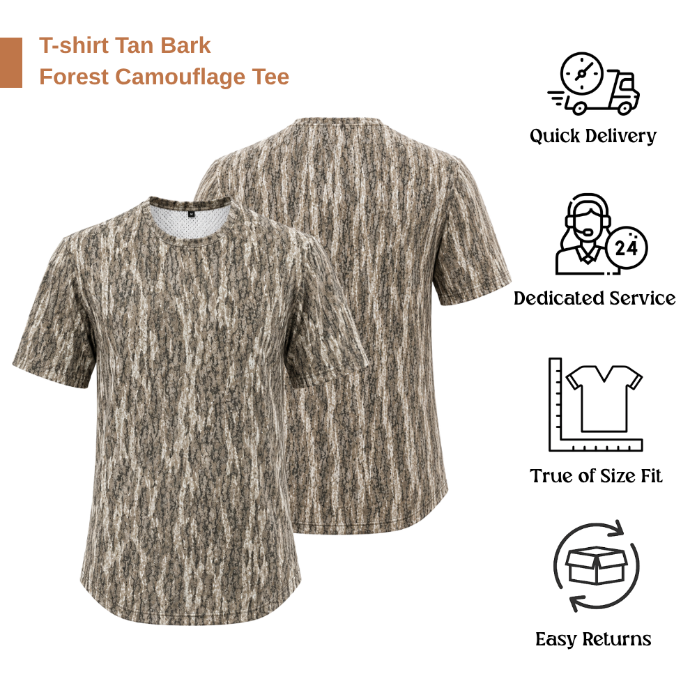 Men’s Bark Camouflage Mesh T-Shirt | Breathable Lightweight Hunting Tee