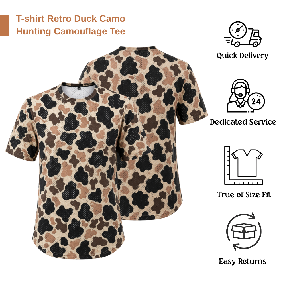 Men’s Duck Hunting Bark Camouflage Mesh T-Shirt | Breathable Lightweight Hunting Tee