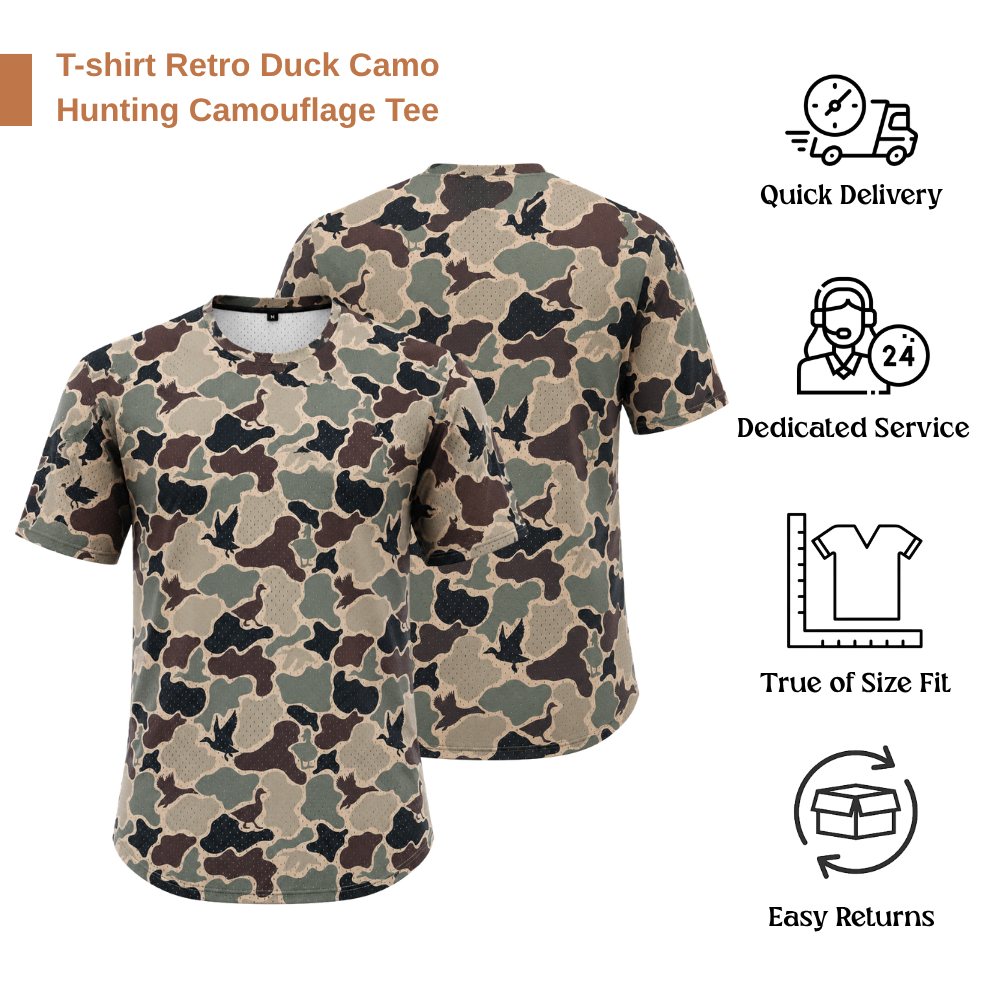Men’s Duck Hunting Bark Camouflage Mesh T-Shirt | Breathable Lightweight Hunting Tee