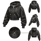 Women’s Camo Tree Crop Zip Hoodie | Sherpa Fleece