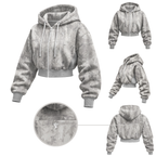 Women’s Camo Tree Crop Zip Hoodie | Sherpa Fleece