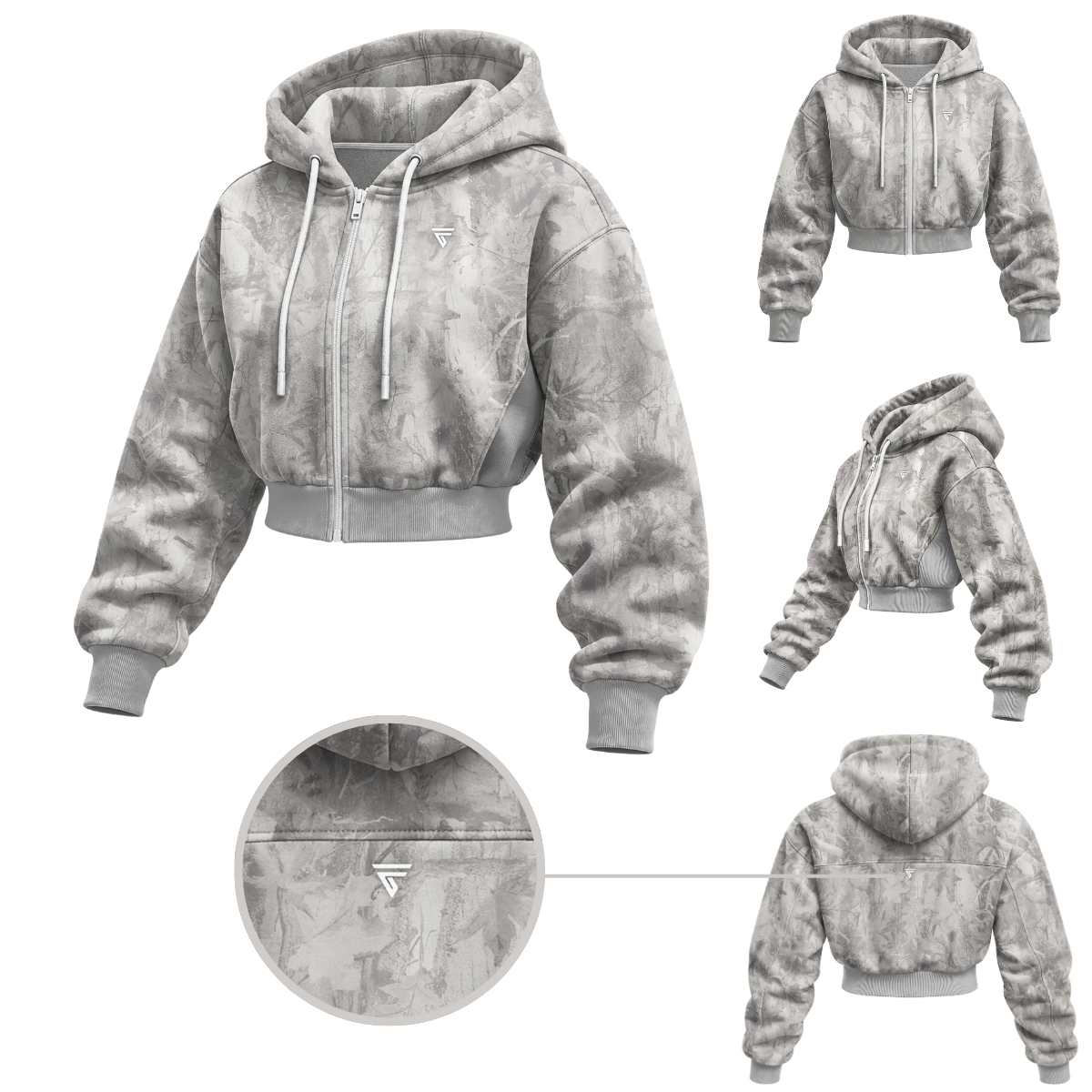 Women’s Camo Tree Crop Zip Hoodie | Sherpa Fleece