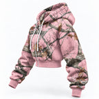Women’s Camo Tree Crop Zip Hoodie | Sherpa Fleece