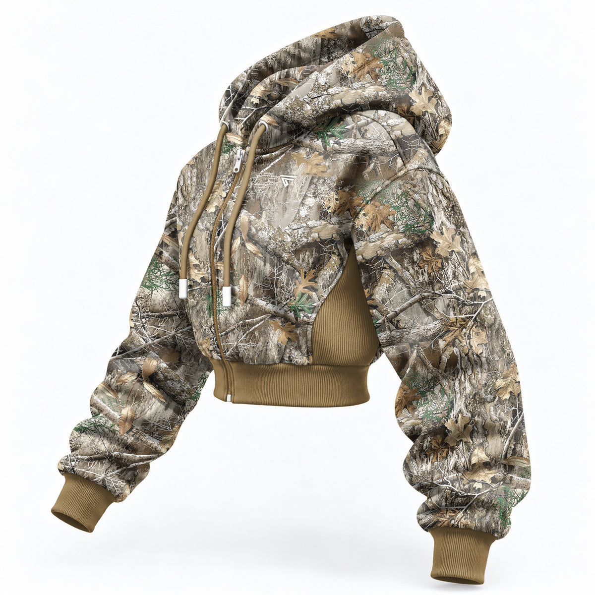 Women’s Camo Tree Crop Zip Hoodie | Sherpa Fleece