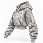 Women’s Camo Tree Crop Zip Hoodie | Sherpa Fleece