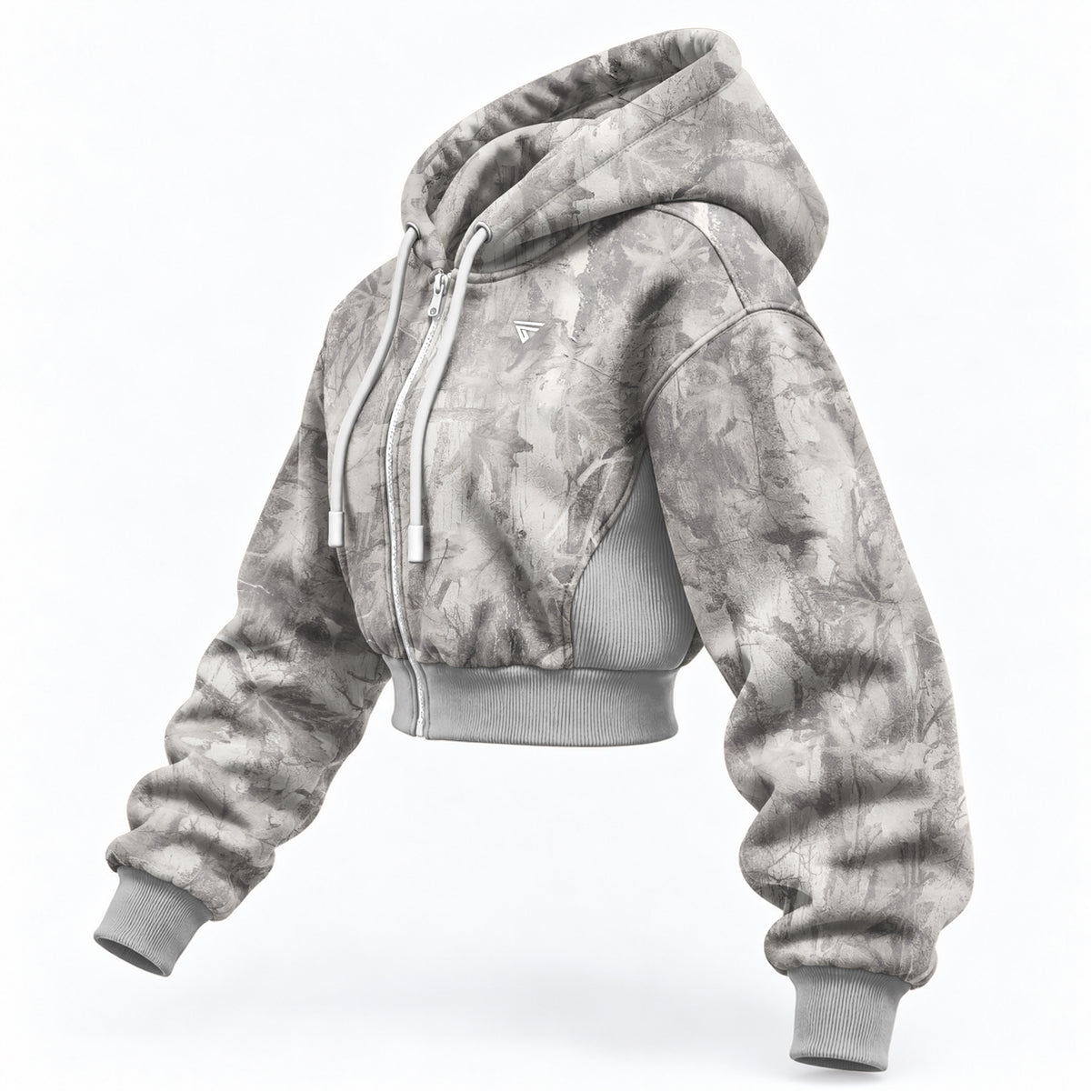 Women’s Camo Tree Crop Zip Hoodie | Sherpa Fleece