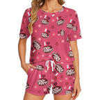 Dr Pepper Print Polyester Pajama Set - Soft Crew Neck Loungewear