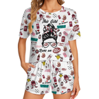 Dr Pepper Print Polyester Pajama Set - Soft Crew Neck Loungewear