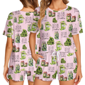 Vintage Canned Pickles Print Polyester Pajama Set | Crew Neck PJs