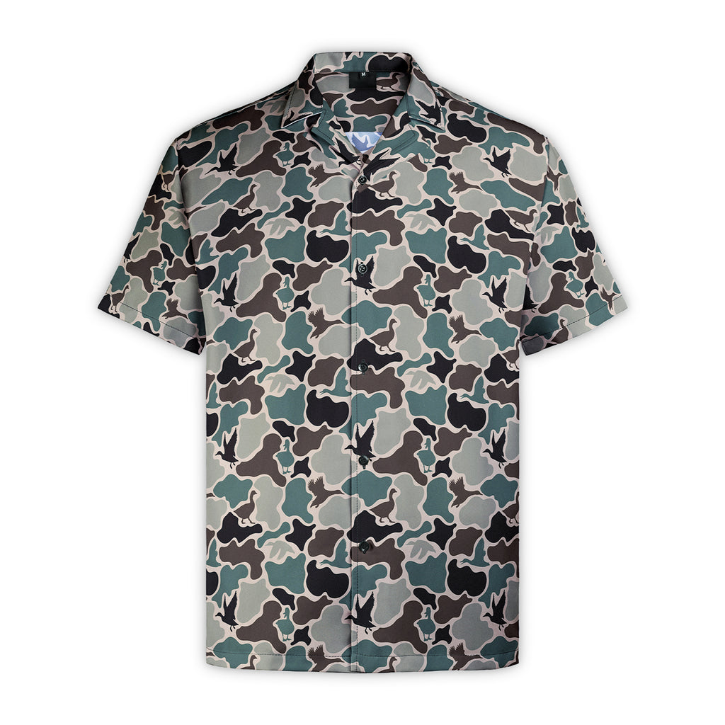 Men’s Camo Hawaiian Shirt – Soft, Breathable & Quick-Dry | Duck Hunting, Casual Wear & Gift for Him