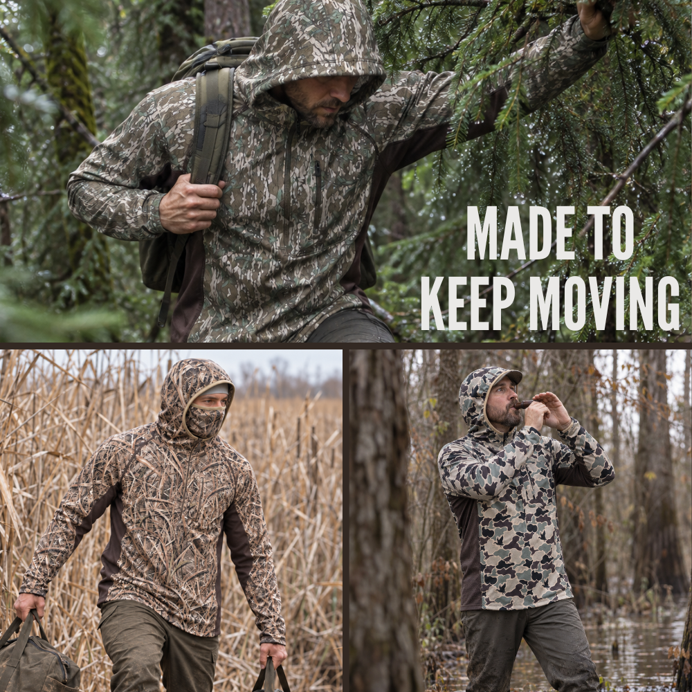 Men’s Lightweight Camo Hunting Hoodie with Built-In Face Mask
