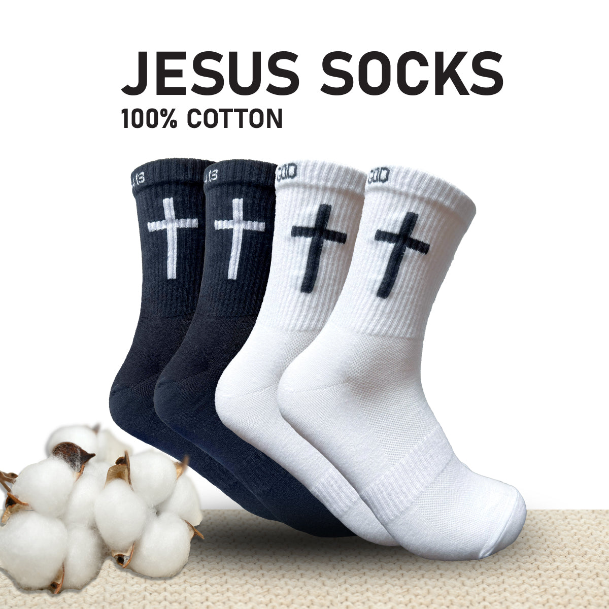 Christian Jesus Crew Socks | Cushioned Cotton Socks | Unisex Gift for Christians