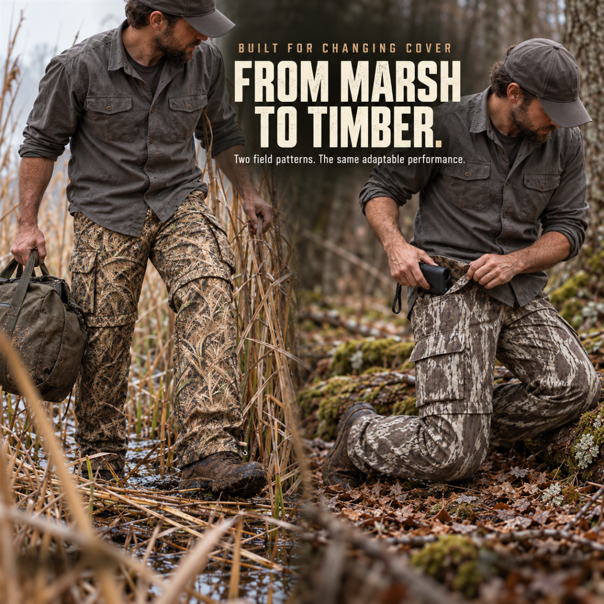 Men’s Convertible Camo Ripstop Cargo Pants – Lightweight Zip-Off Pants to Shorts for Hunting, Hiking & Fishing | Feritto