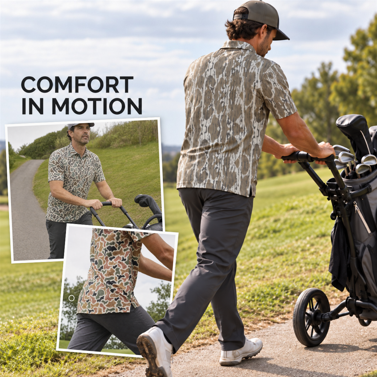 Men’s Camo Golf Polo Shirt – Moisture-Wicking Short Sleeve