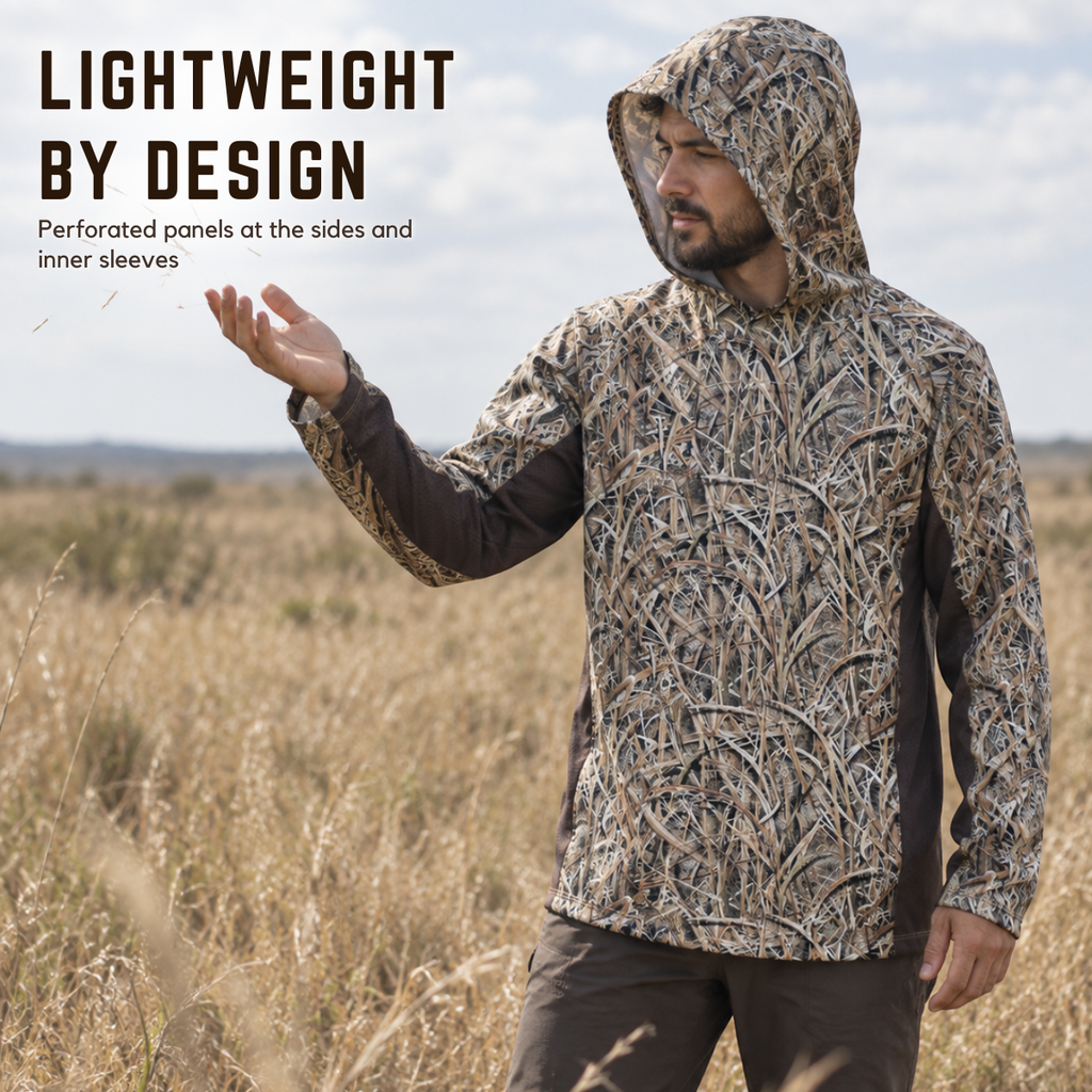 Men’s Lightweight Camo Hunting Hoodie & Matching Face Scarf