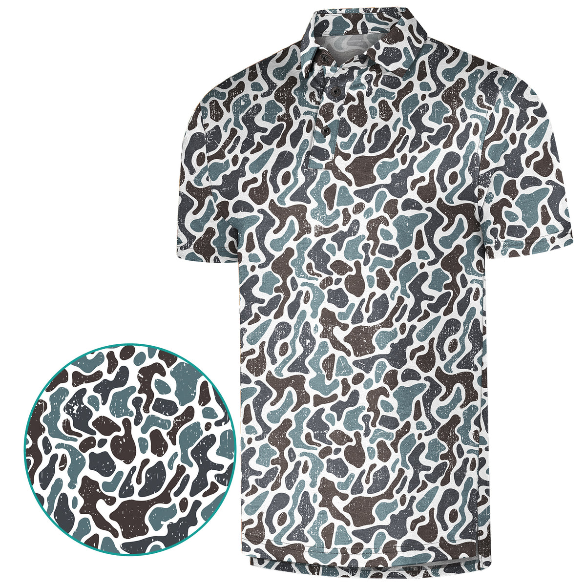 Men’s Camo Golf Polo Shirt – Moisture-Wicking Short Sleeve