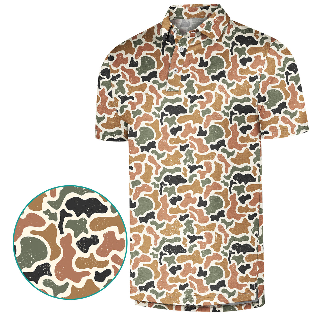 Men’s Camo Golf Polo Shirt – Moisture-Wicking Short Sleeve
