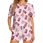 Fun Dr Pepper Printed Pajamas - Lightweight Polyester Short Set