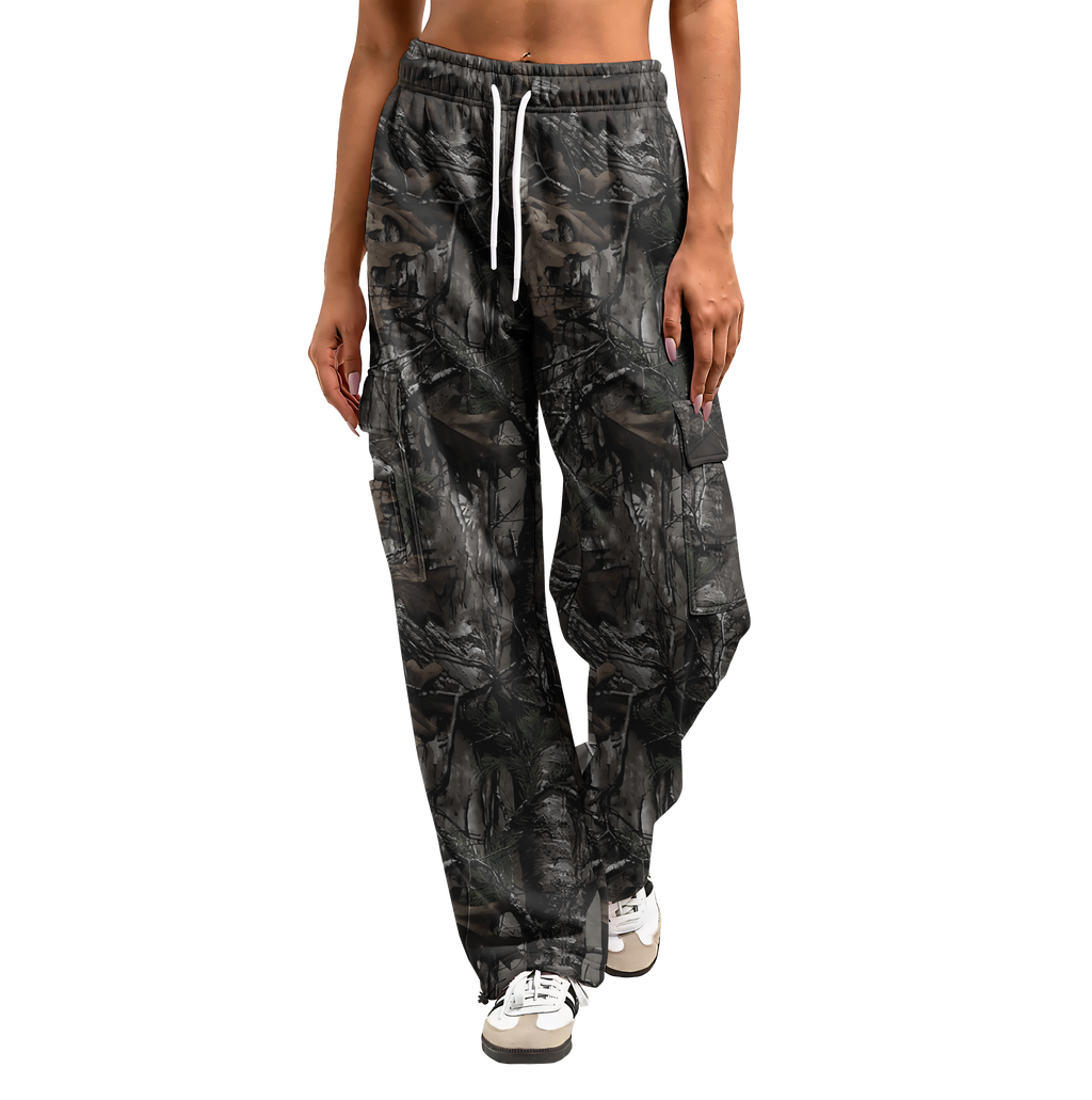 Camouflage Cargo Pants | Wide Leg & Recycled Polyester