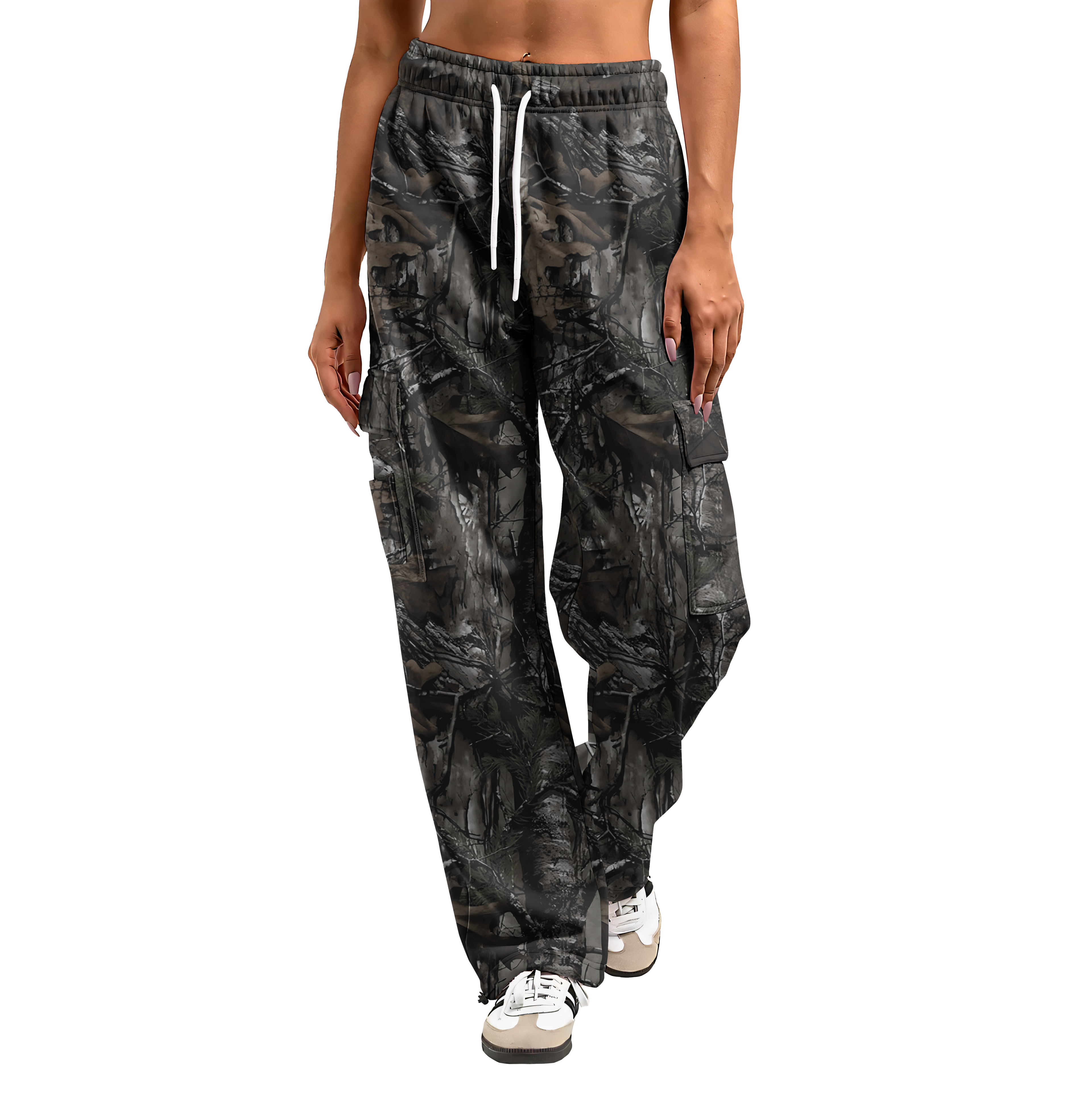 Camouflage Cargo Pants | Wide Leg & Recycled Polyester