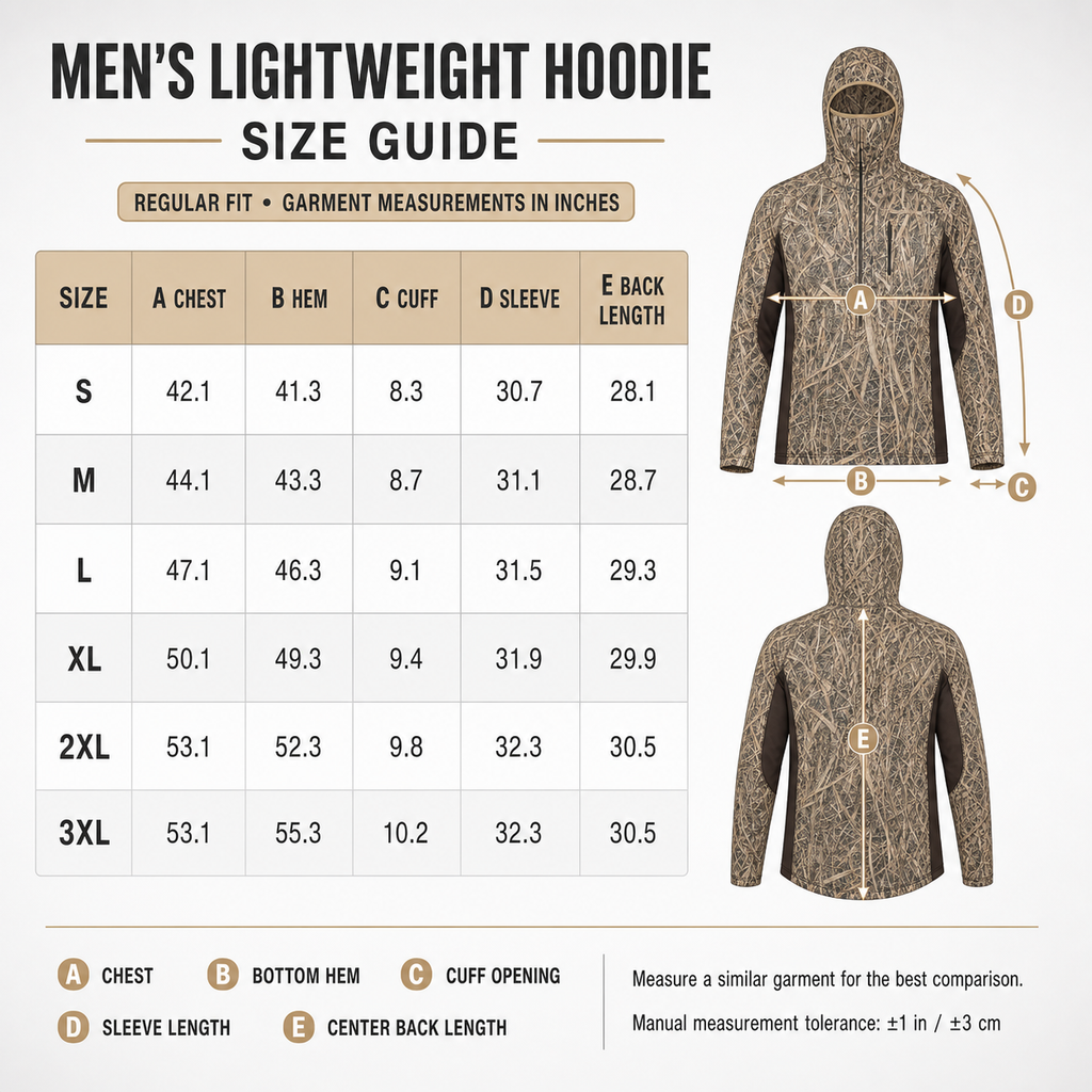 Men’s Lightweight Camo Hunting Hoodie with Built-In Face Mask | Gift For Him