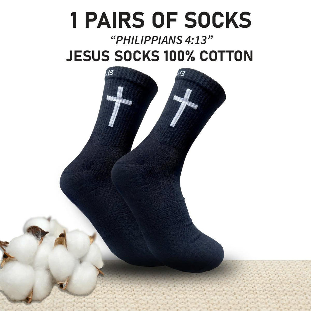 Christian Jesus Crew Socks | Cushioned Cotton Socks | Unisex Gift for Christians