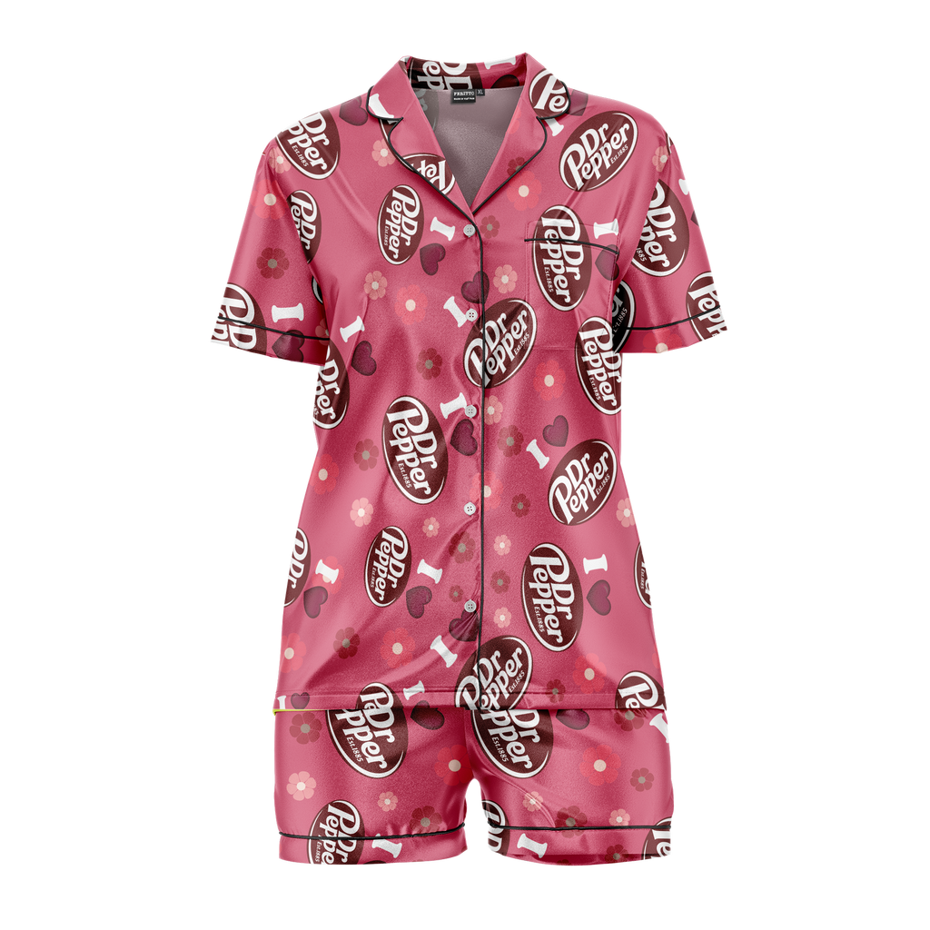 Dr Pepper Satin Pajama Set for Women