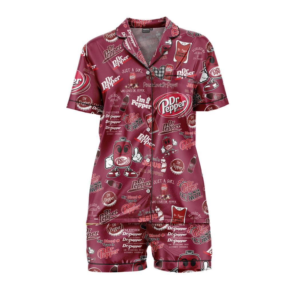 Dr Pepper Satin Pajama Set for Women