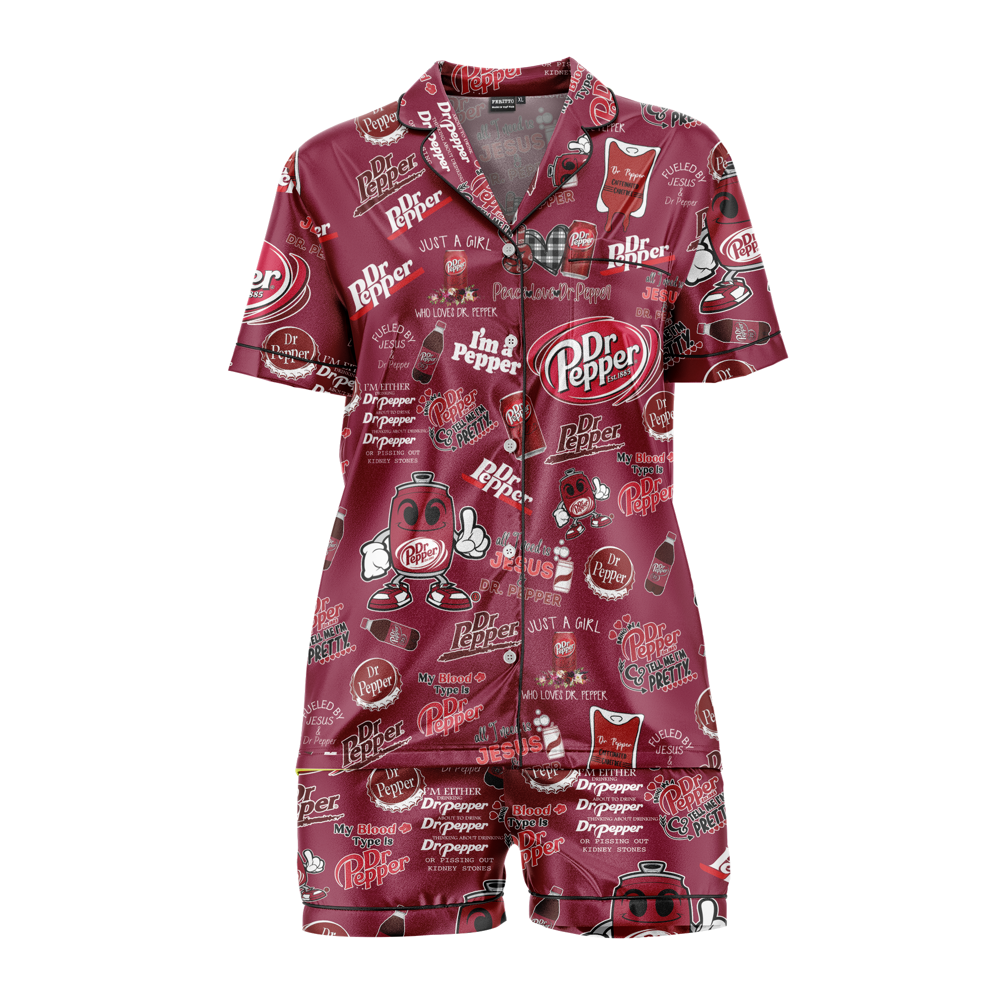 Dr Pepper Satin Pajama Set for Women