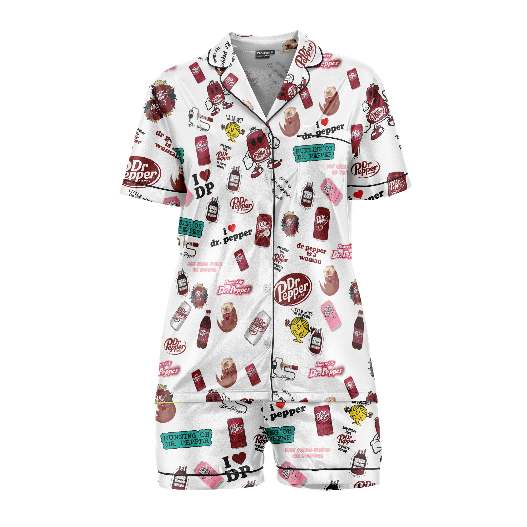 Dr Pepper Satin Pajama Set for Women