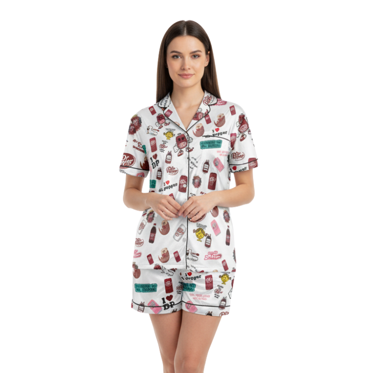 Dr Pepper Satin Pajama Set for Women