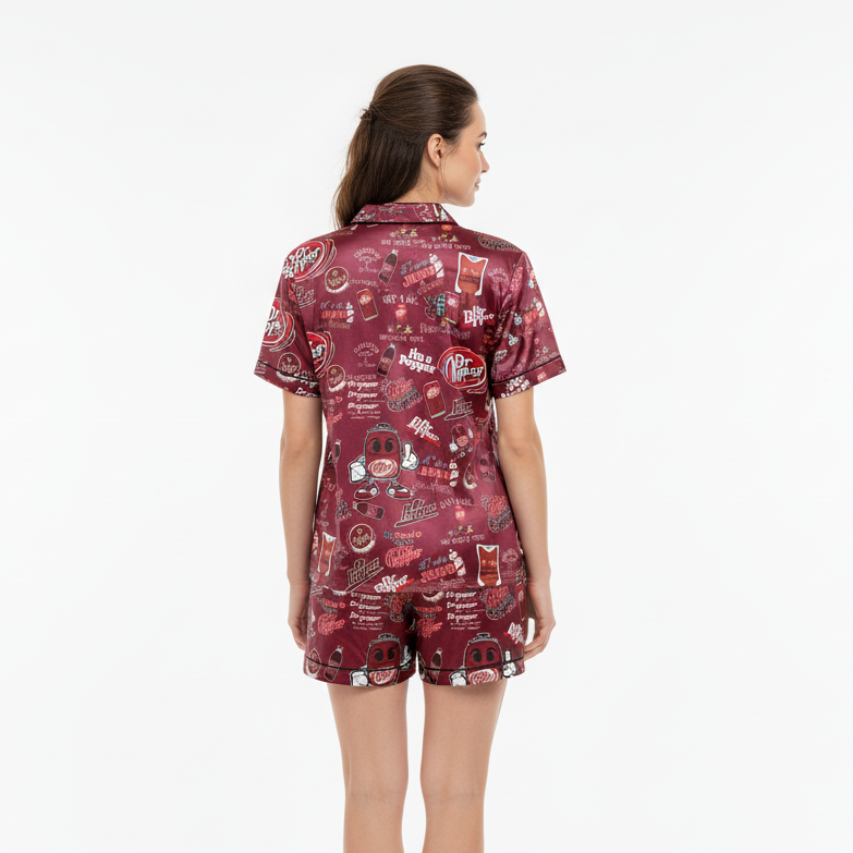 Dr Pepper Satin Pajama Set for Women