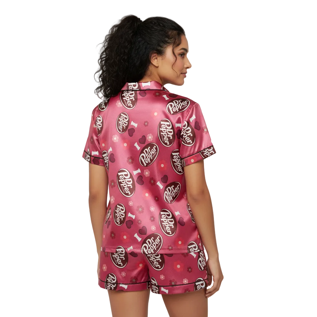 Dr Pepper Satin Pajama Set for Women