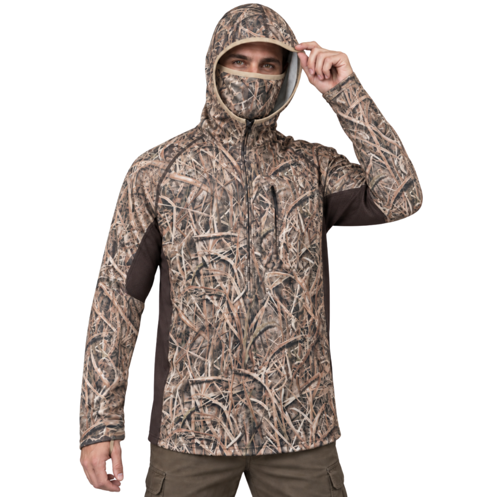 Men’s Lightweight Camo Hunting Hoodie with Built-In Face Mask