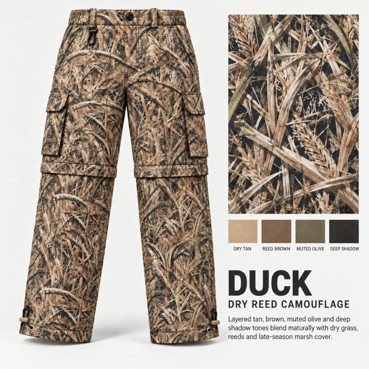 Men’s Convertible Camo Ripstop Cargo Pants – Lightweight Zip-Off Pants to Shorts for Hunting, Hiking & Fishing | Feritto