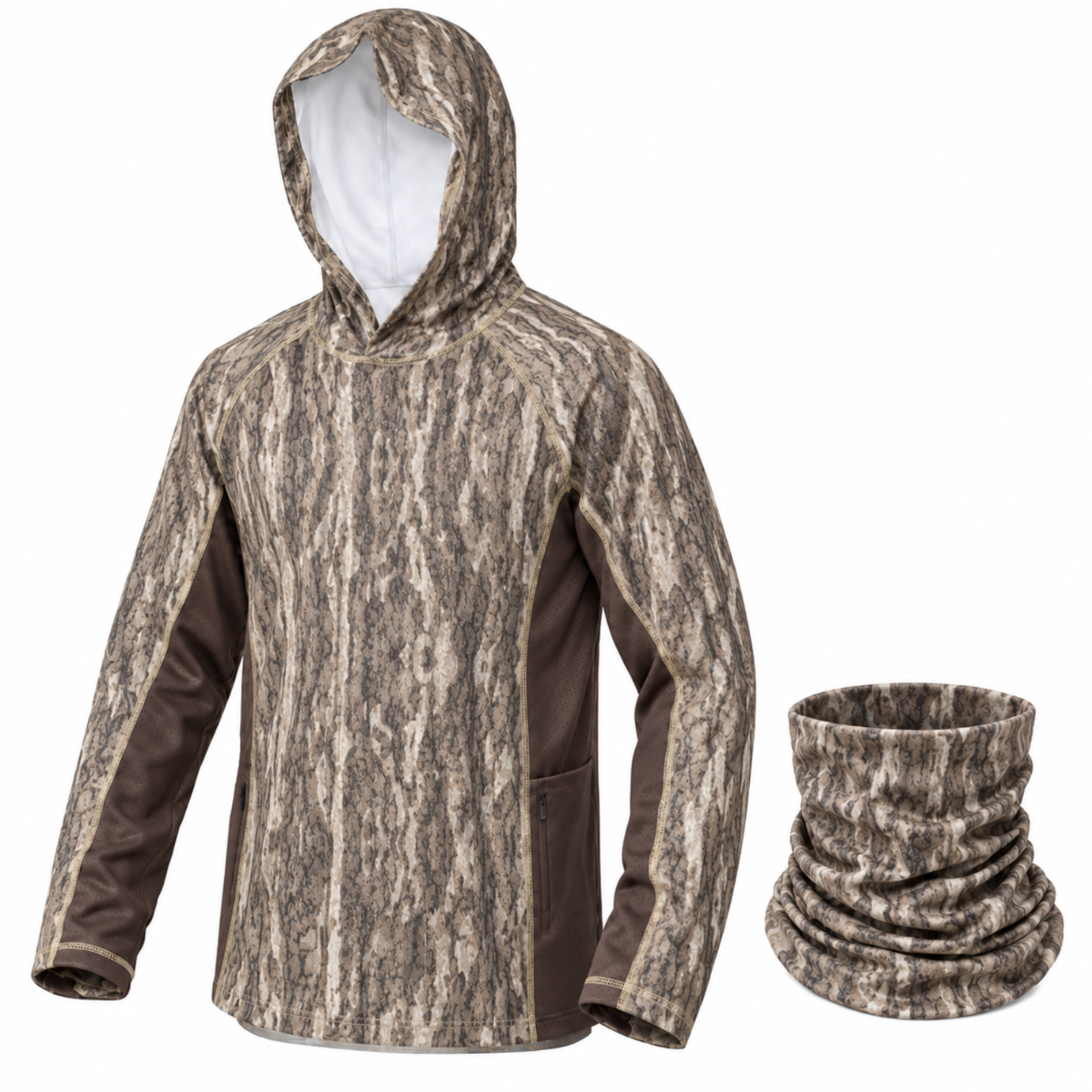 Men’s Lightweight Camo Hunting Hoodie & Matching Face Scarf