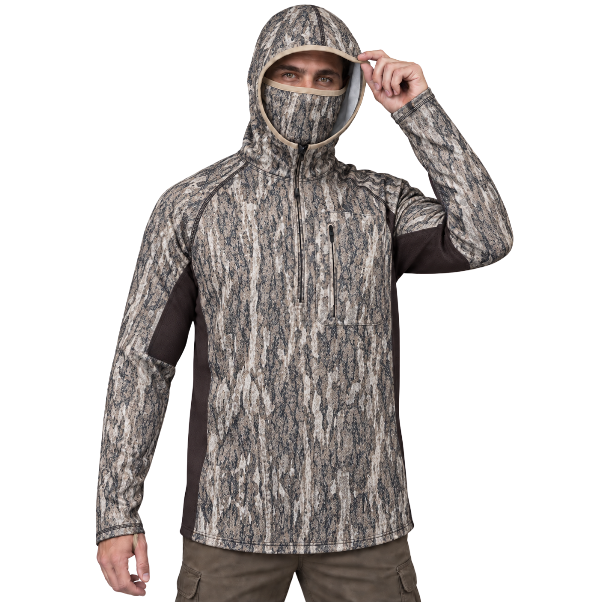 Men’s Lightweight Camo Hunting Hoodie with Built-In Face Mask