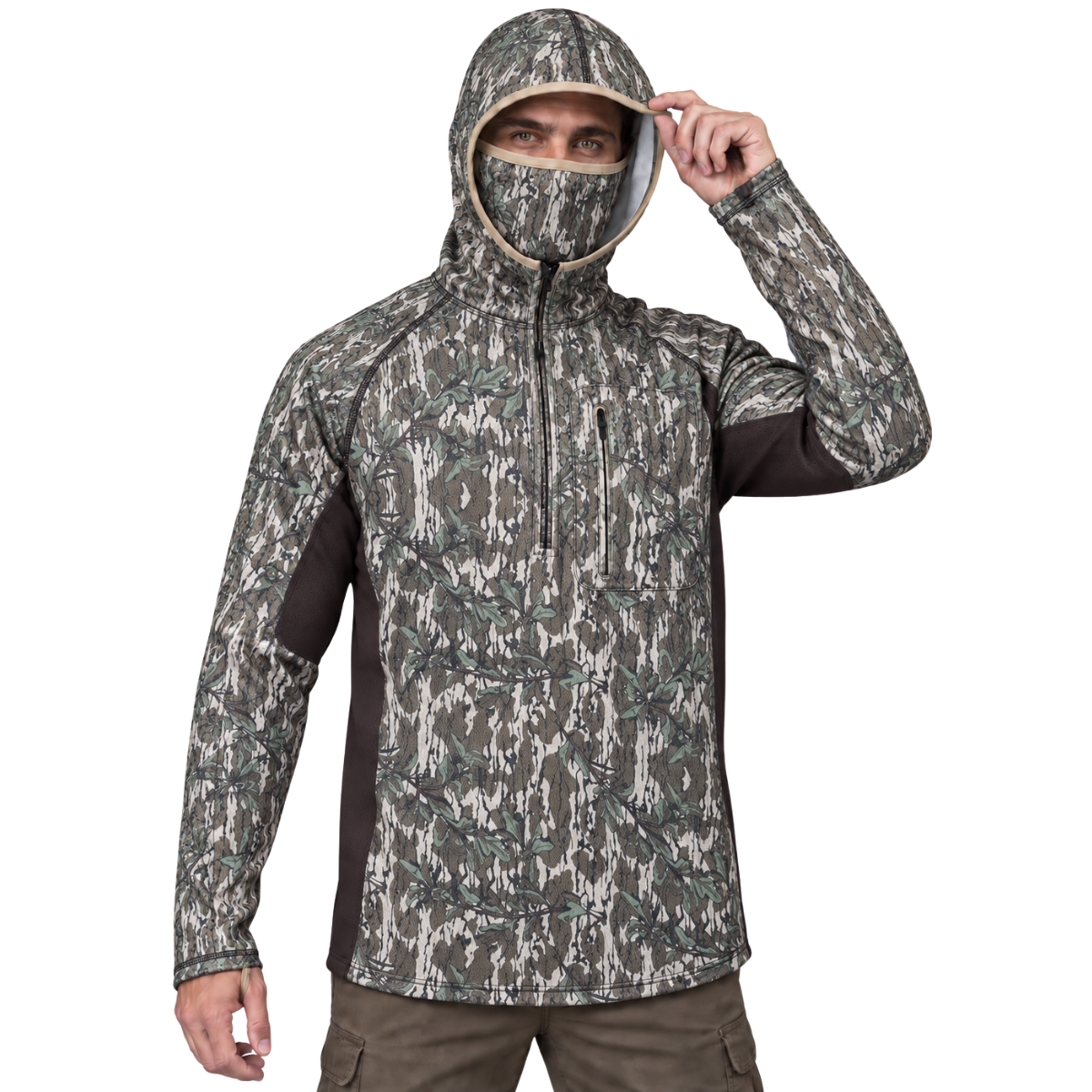 Men’s Lightweight Camo Hunting Hoodie with Built-In Face Mask