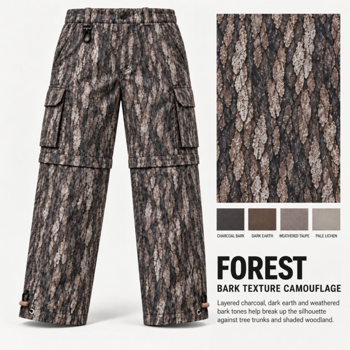 Men’s Convertible Camo Ripstop Cargo Pants – Lightweight Zip-Off Pants to Shorts for Hunting, Hiking & Fishing | Feritto