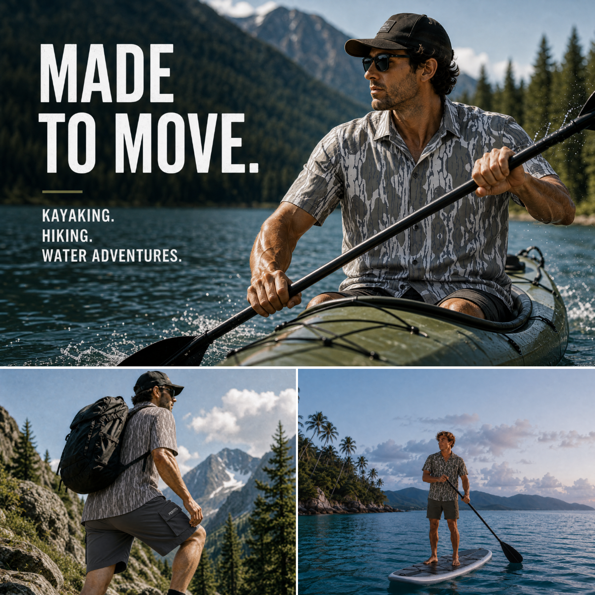 Men’s Camo Hawaiian Shirt – Soft, Breathable & Quick-Dry